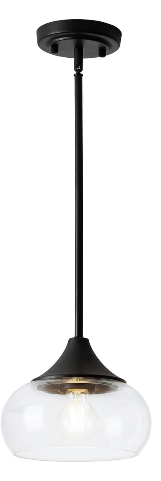 Modern Pendant Light with 8.5-Inch Clear Glass Shade - Single