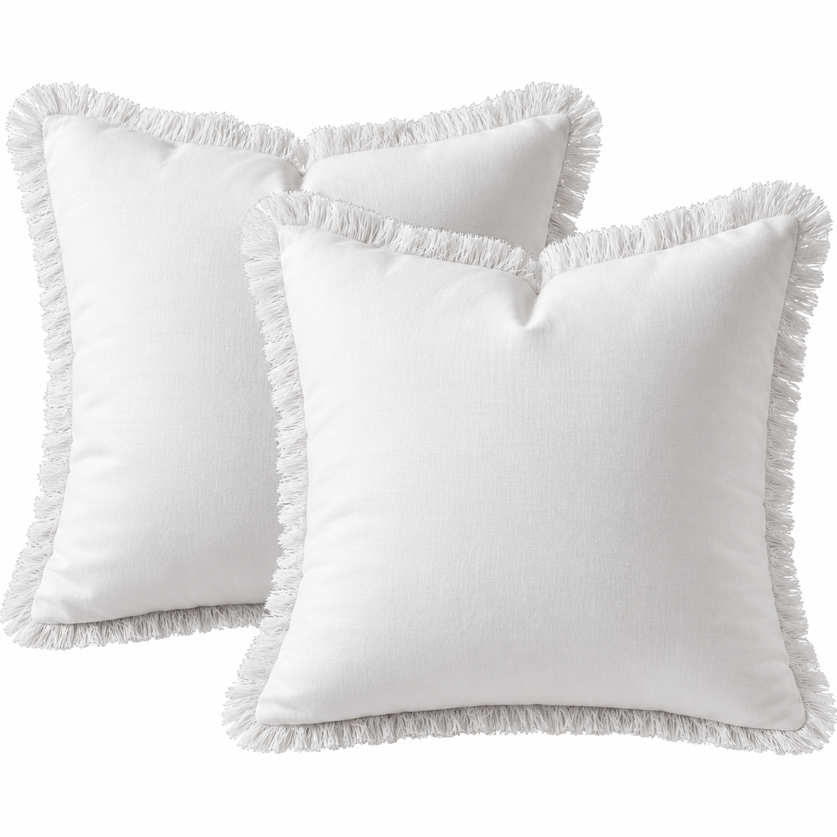 Futei Velvet Pillow Covers, 24 × 24 Inch, Cream White, Set of 2