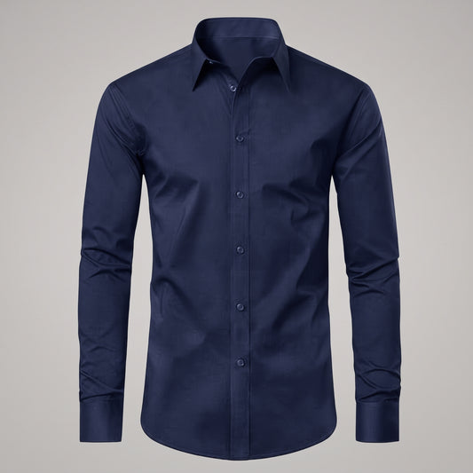 3-Pack Men's Long Sleeve Classic Dress Shirts – Black, Navy & White (Small)