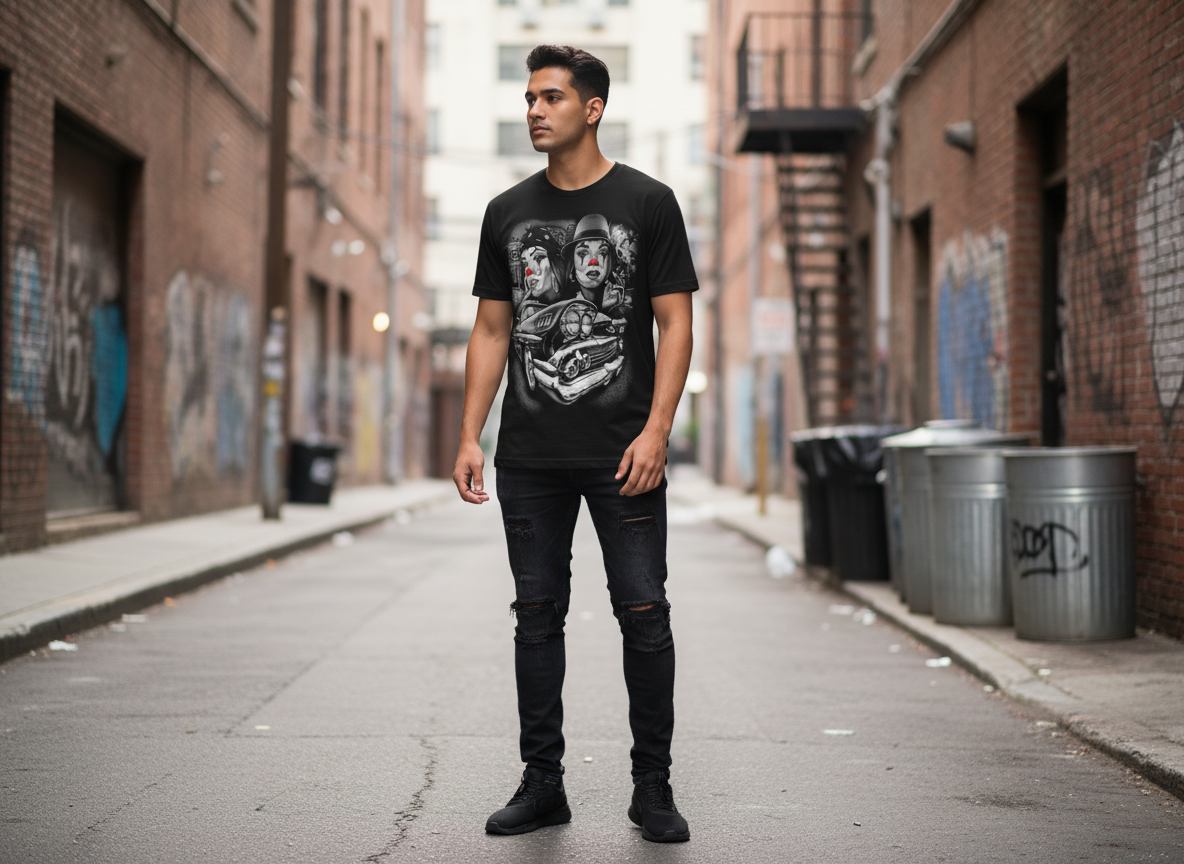 Chicano-Style Graphic T-Shirt - Tears of a Clown