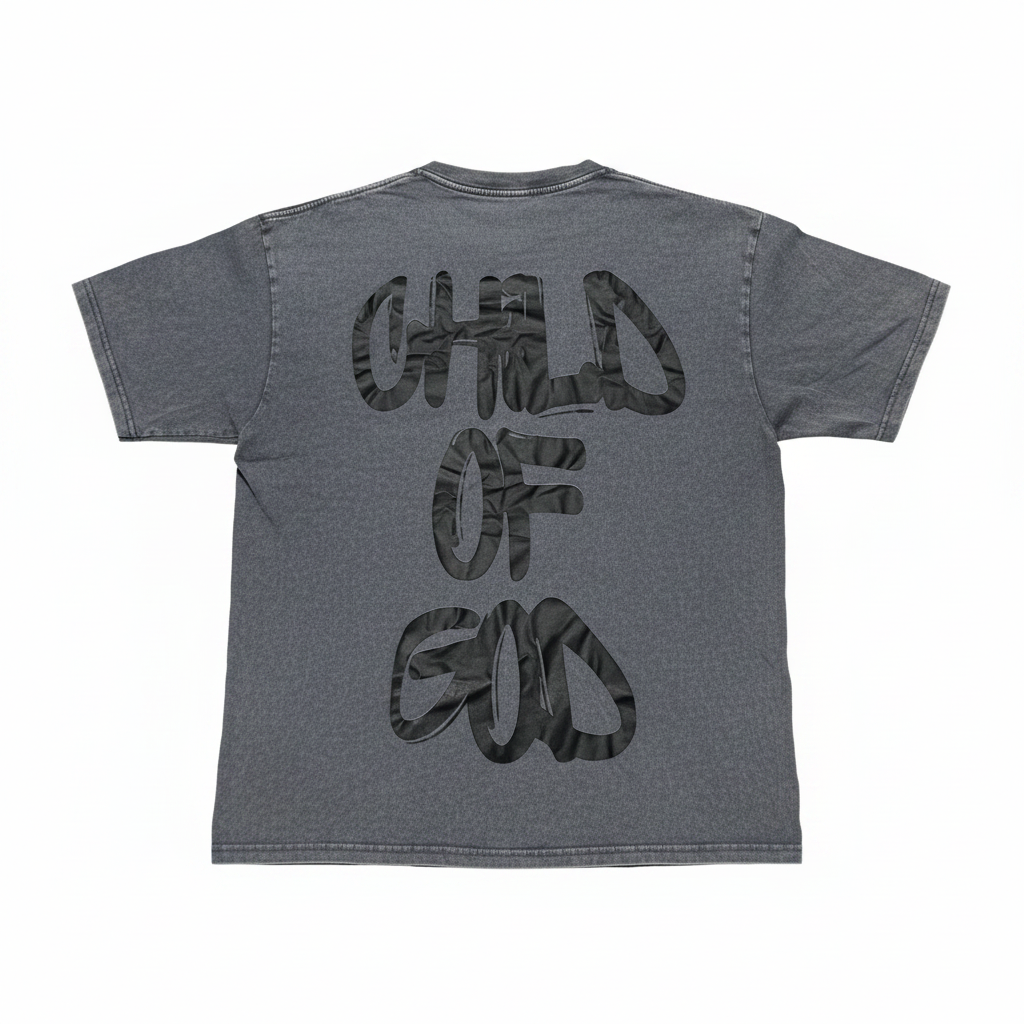 Unisex Vintage Child of God Graphic T-Shirt Acid Washed Gray Size Medium