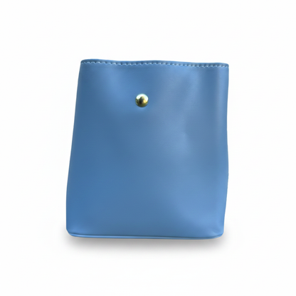 Chic Two-Tone Tweed Crossbody Bag – Light Blue White Gold Accent