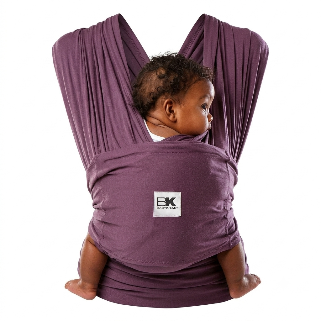 Baby K’tan Original Pre-Wrapped Baby Carrier Sling (5-in-1) Eggplant Size X-Small - Open Package