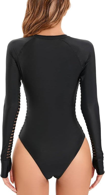 YATEEN Women's Long Sleeve Athletic Training Swimsuit Rashguard – Size Small (Open Package)