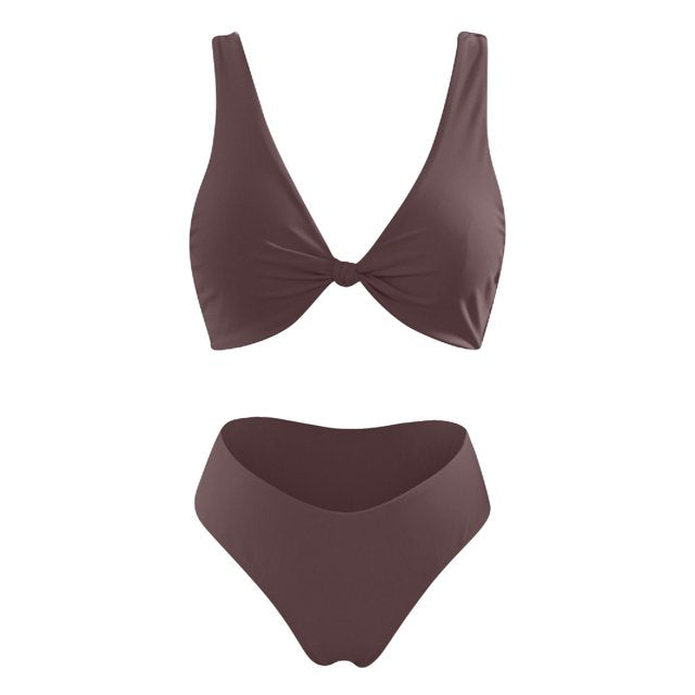 Women's Geluboao 2-Piece Bikini Set – Brown (Small)