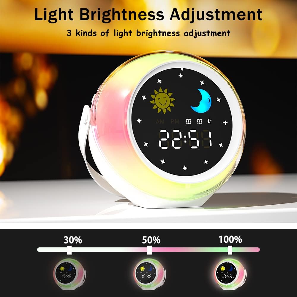 Children's Alarm Clock with Night Light – D3000 Kids Bedside Clock