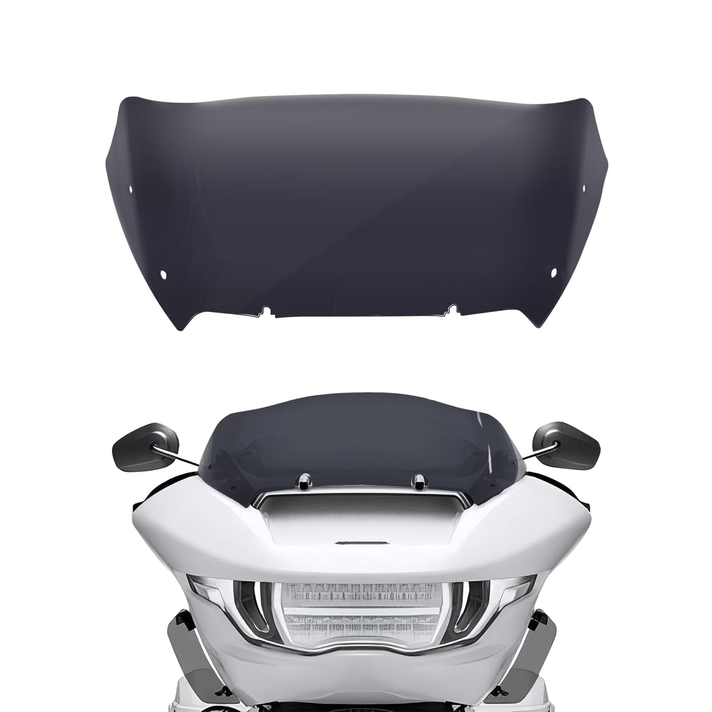 Totiancong Smoke 10" Wave Windshield Compatible for Harley CVO Road Glide