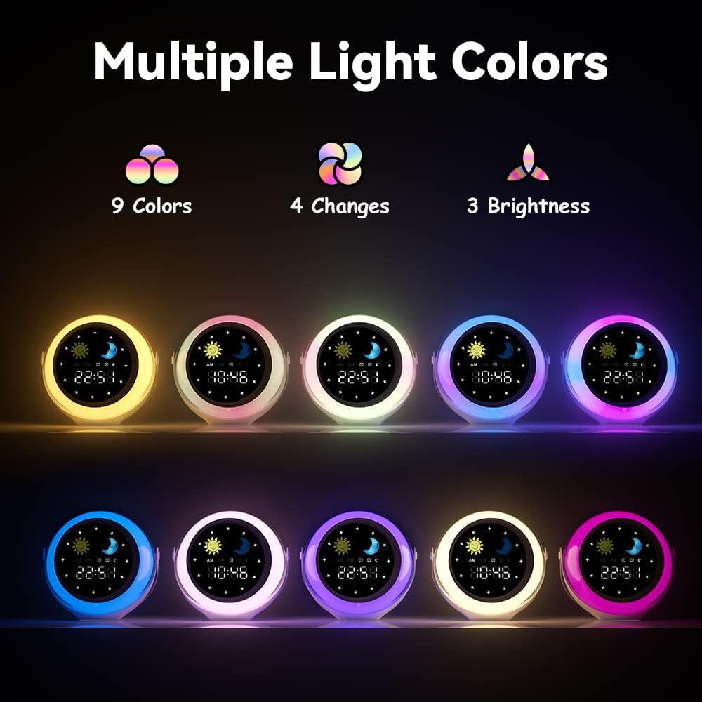 Children's Alarm Clock with Night Light – D3000 Kids Bedside Clock