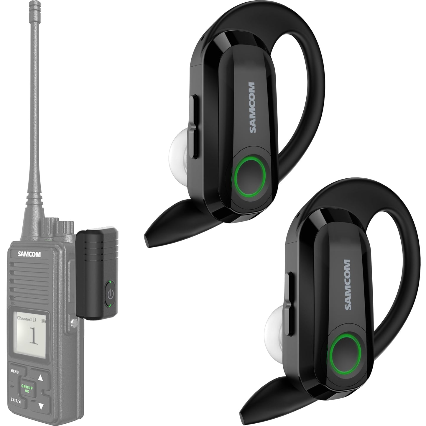 SAMCOM Wireless Headset with 2-Pin Dongle for FPCN10A/FPCN30A Walkie Talkies (Open Package)