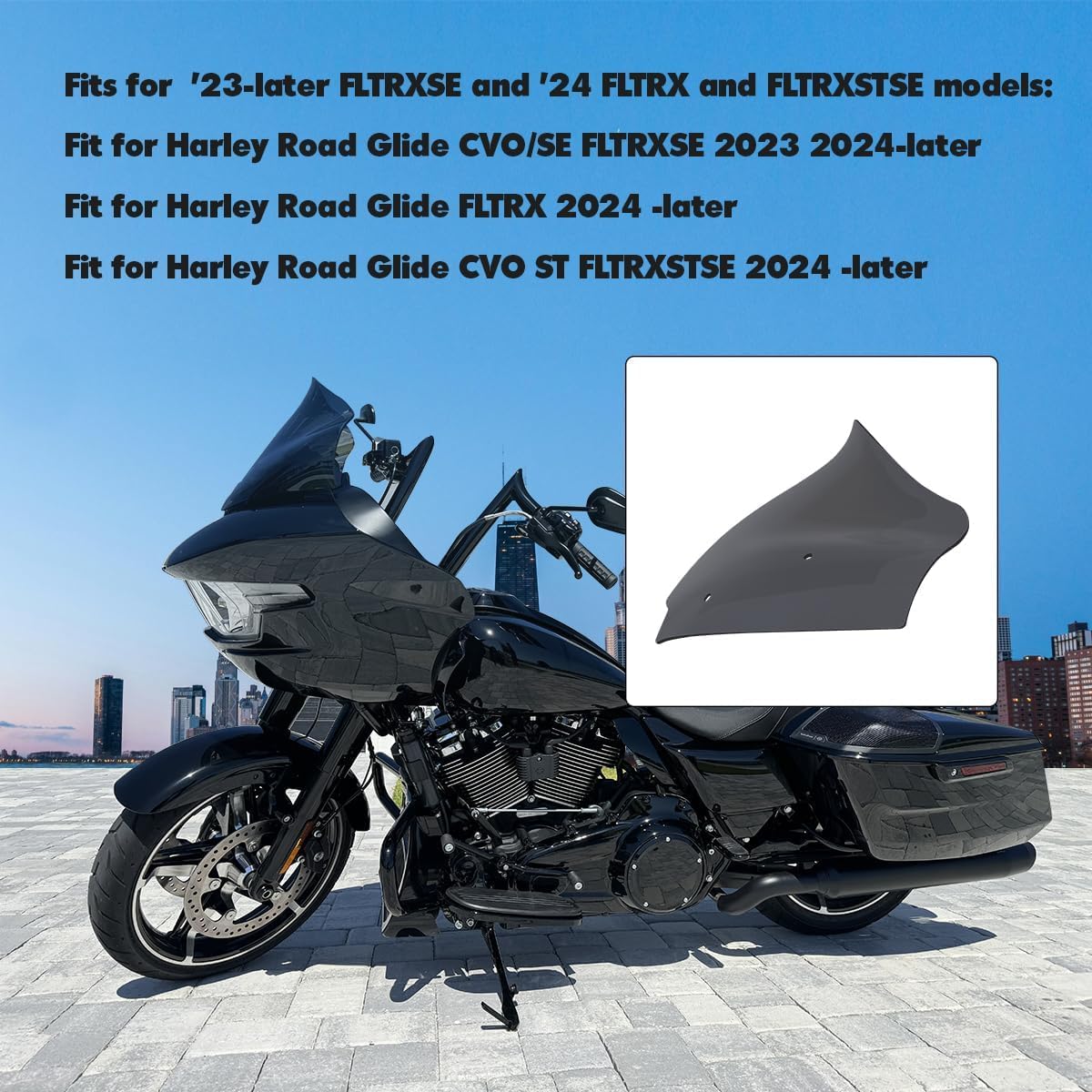 Totiancong Smoke 10" Wave Windshield Compatible for Harley CVO Road Glide