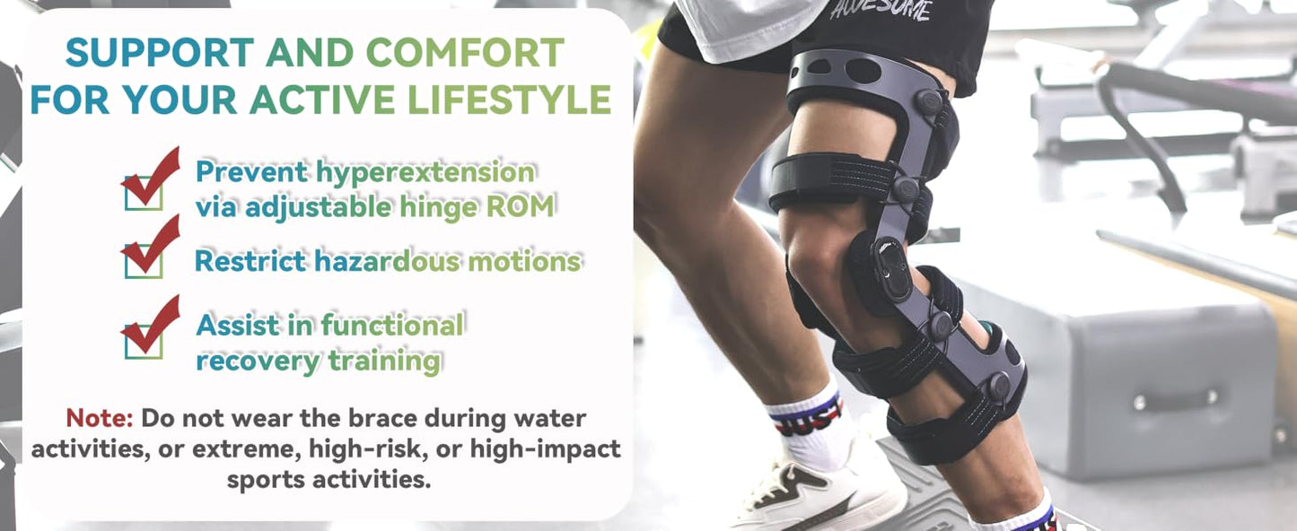 Komzer ACL Knee Brace (XL/Right) – Hinged Knee Support with Side Stabilizers for Men & Women | Ligament & Meniscus Support