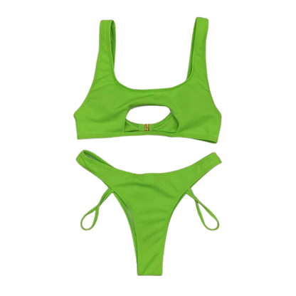 SherryDC 2-Piece Thong Bikini Set – Women's Swimwear, Neon Green, Small