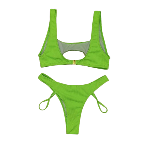 SherryDC 2-Piece Thong Bikini Set – Women's Swimwear, Neon Green, Small