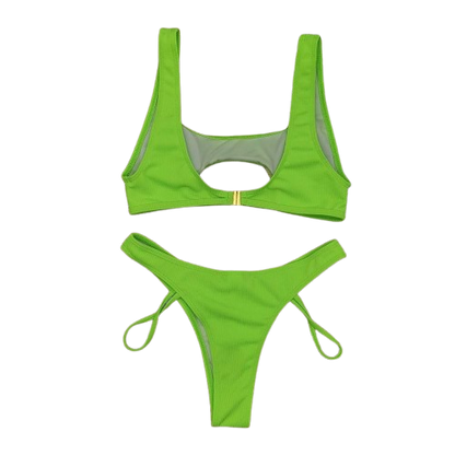 SherryDC 2-Piece Thong Bikini Set – Women's Swimwear, Neon Green, Small