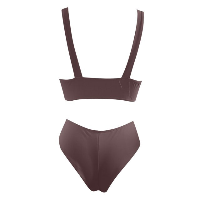 Women's Geluboao 2-Piece Bikini Set – Brown (Small)