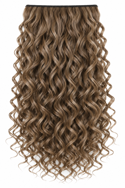 Flufymooz 16-Inch Clip-In Hair Extensions, 4-Piece, Medium Brown to Light