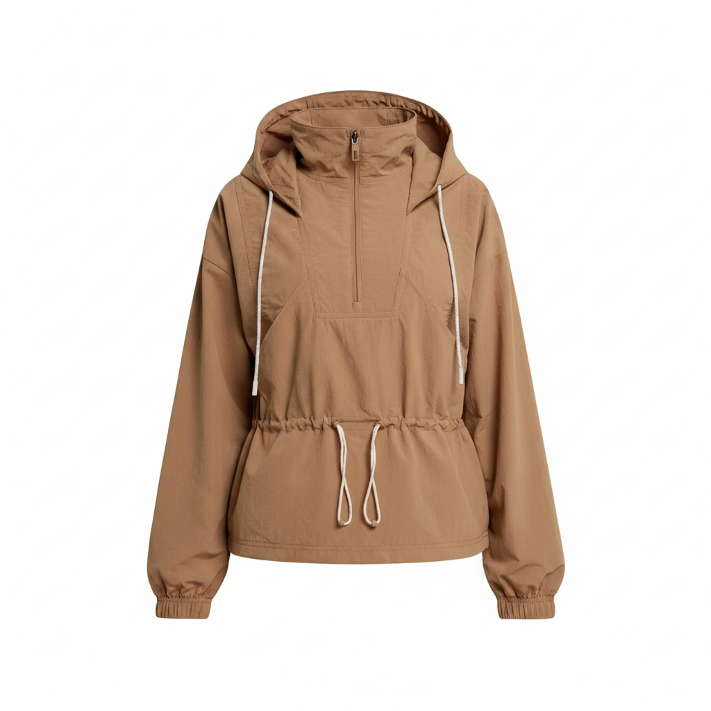 NWT CALIA Women's Hooded Windbreaker – Size XXL, Tan Brown
