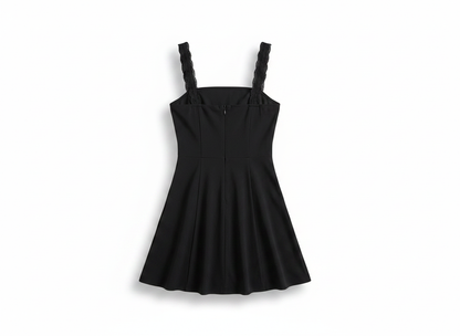 NWT KUTUMAI Women's Lace Square Neck Flowy A-Line Mini Dress Black Size Large - Open Package