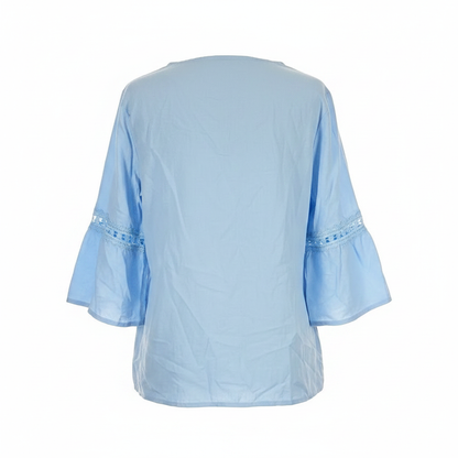 Women's Craaazy Shirts 3/4 Sleeve Relaxed Fit Top – Light Blue | 2XL
