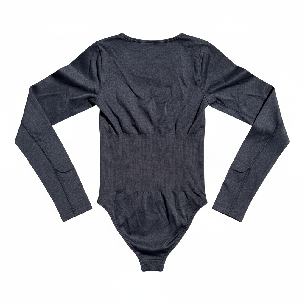 NWOT OQQ Ribbed Long Sleeve Tummy Control Bodysuit Size Medium Black