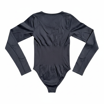 NWOT OQQ Ribbed Long Sleeve Tummy Control Bodysuit Size Medium Black