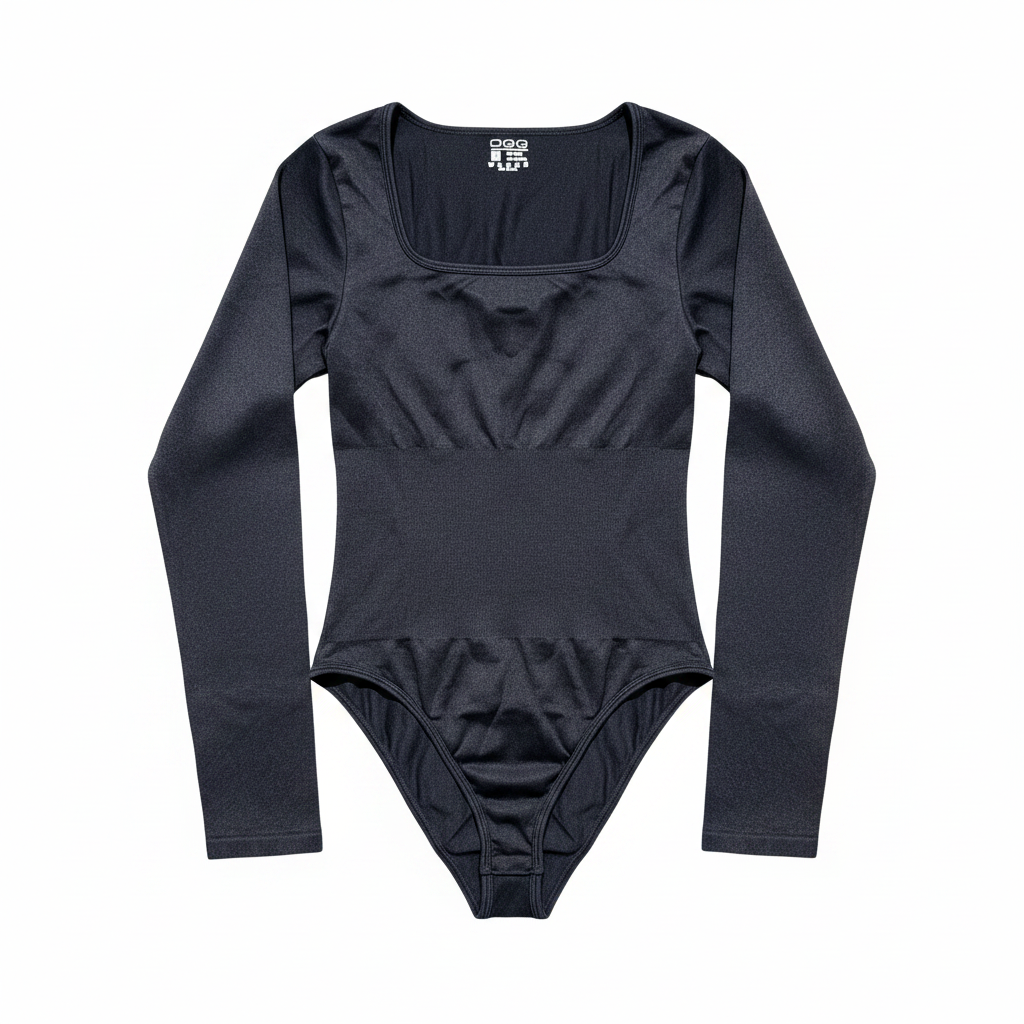 NWOT OQQ Ribbed Long Sleeve Tummy Control Bodysuit Size Medium Black