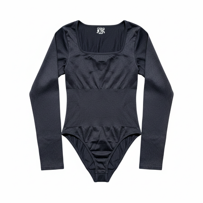 NWOT OQQ Ribbed Long Sleeve Tummy Control Bodysuit Size Medium Black