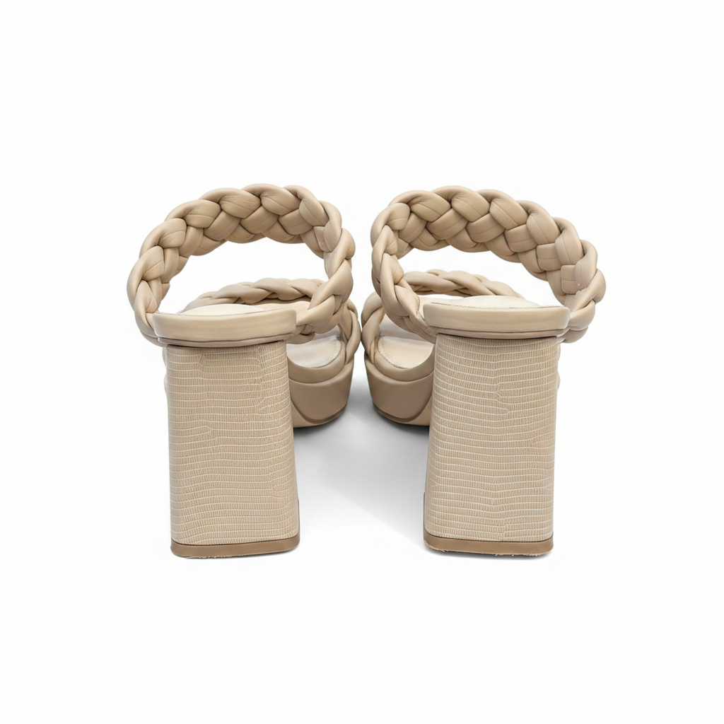 Woman's Coutgo Platform Heels Chunky Heel Braided Heeled Sandals - Preowned
