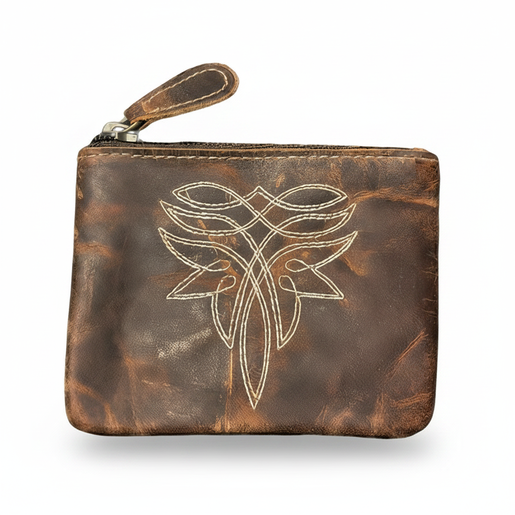 Distressed Leather Coin Pouch 4" x 4.75"