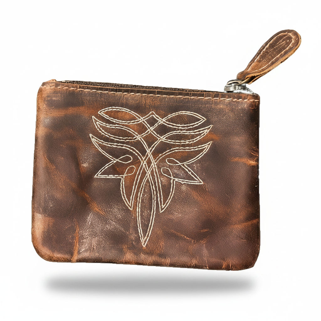 Distressed Leather Coin Pouch 4" x 4.75"