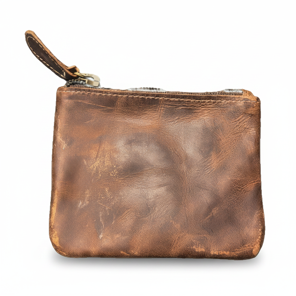 Distressed Leather Coin Pouch 4" x 4.75"