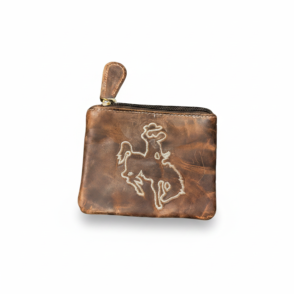 Distressed Leather Coin Pouch 4" x 4.75"