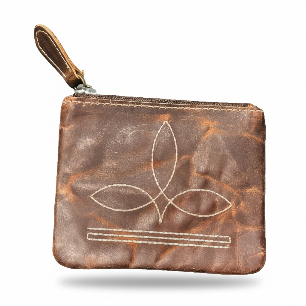 Distressed Leather Coin Pouch 4" x 4.75"