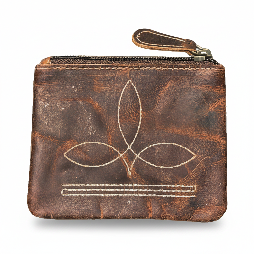 Distressed Leather Coin Pouch 4" x 4.75"