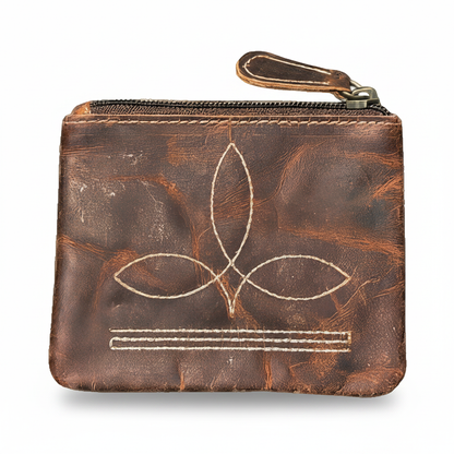 Distressed Leather Coin Pouch 4" x 4.75"