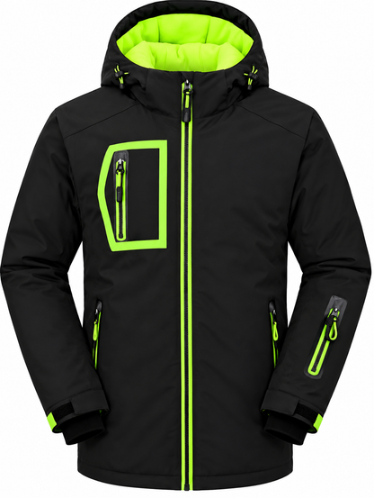 PHIBEE Big Boys' Waterproof Breathable Snowboard Ski Jacket, Black, Size 16
