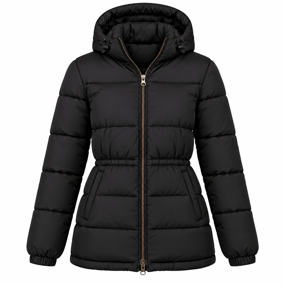 NWT Amazon Essentials Women's Heavyweight Quilted Hooded Puffer Jacket, Black, Small