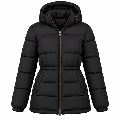 NWT Amazon Essentials Women's Heavyweight Quilted Hooded Puffer Jacket, Black, Small