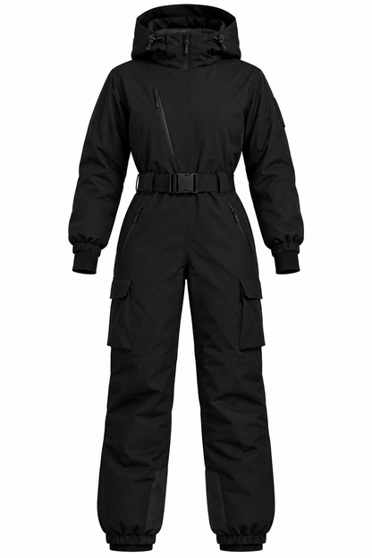 GSOU SNOW Women's One-Piece Ski Suit, Black, Size M
