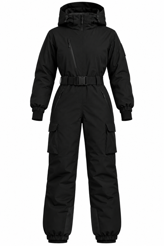 GSOU SNOW Women's One-Piece Ski Suit, Black, Size M