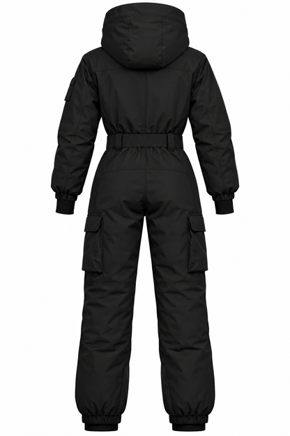 GSOU SNOW Women's One-Piece Ski Suit, Black, Size M