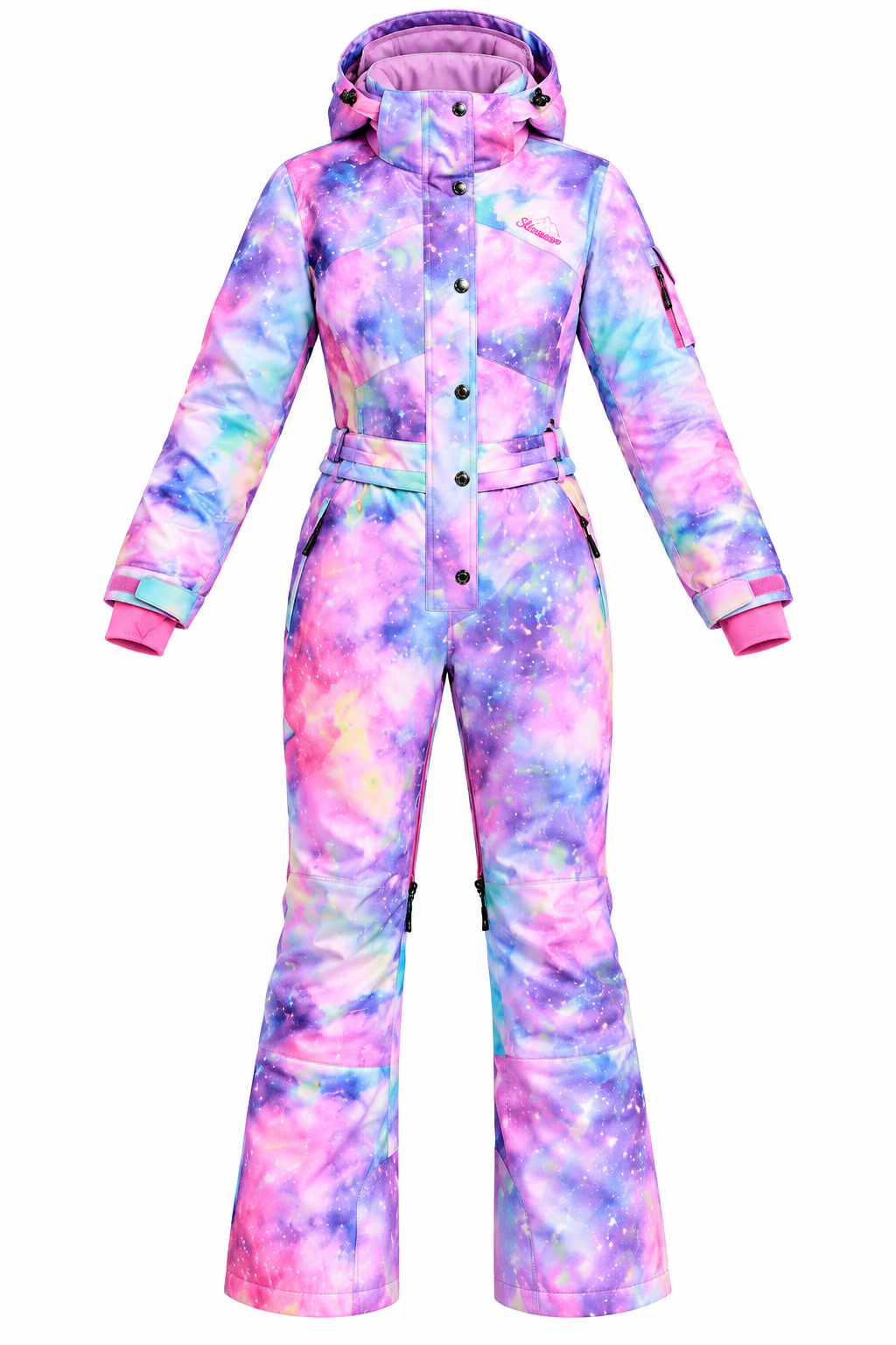 NWT Women's Blue Magic Purple Tie-Dye One-Piece Snowsuit, Size 3XL