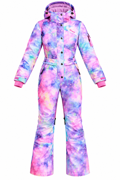 NWT Women's Blue Magic Purple Tie-Dye One-Piece Snowsuit, Size 3XL