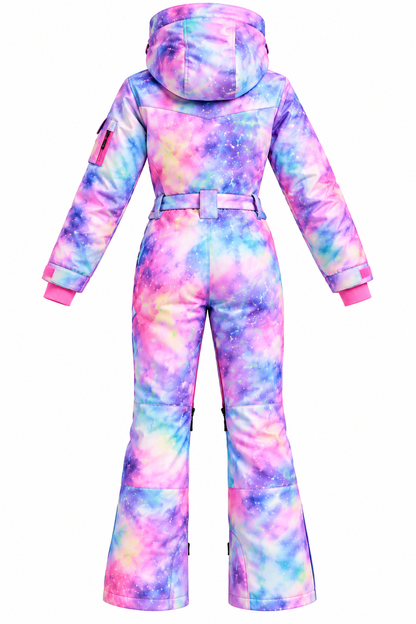 NWT Women's Blue Magic Purple Tie-Dye One-Piece Snowsuit, Size 3XL
