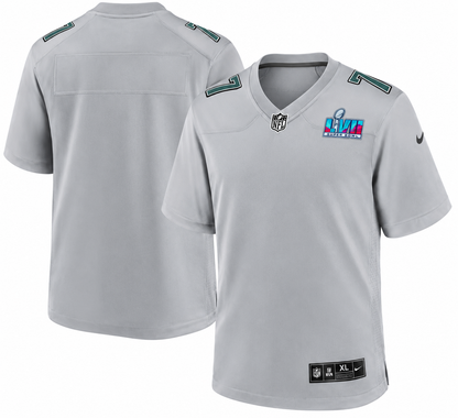 Philadelphia Eagles Super Bowl LVII Patch Atmosphere Nike Customizable Game Jersey – Grey