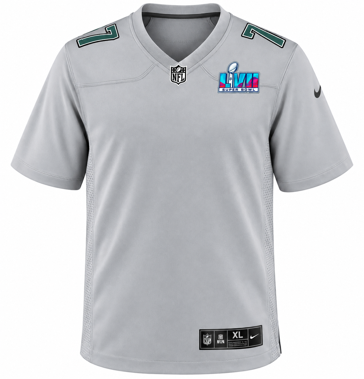 Philadelphia Eagles Super Bowl LVII Patch Atmosphere Nike Customizable Game Jersey – Grey