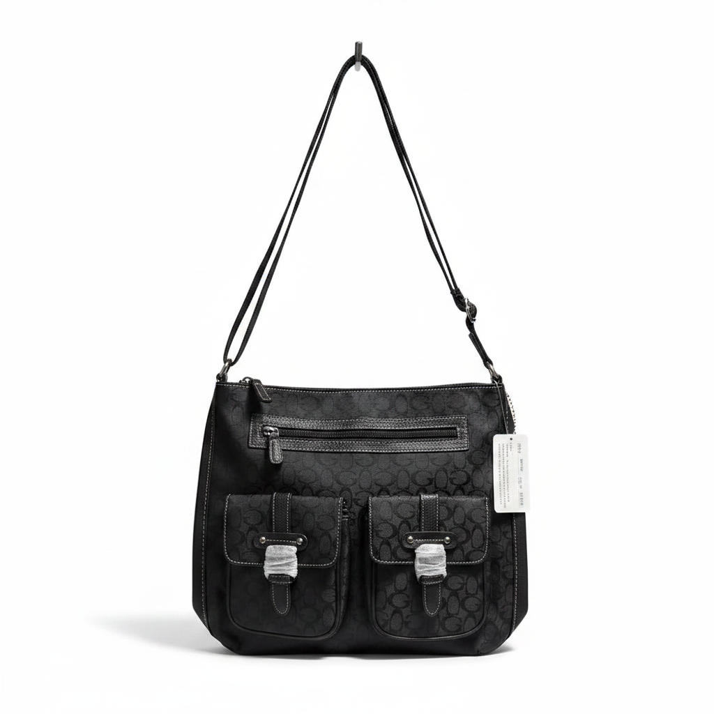 Stylish Black Shoulder Handbag 11" x 12.5"