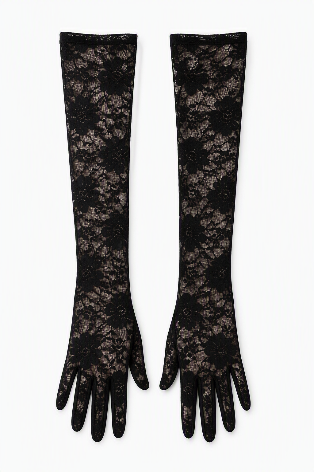 Elegant Black Lace Gloves, Floral Design, Party Races Wedding