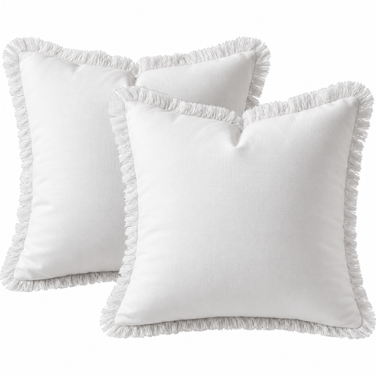 Futei Velvet Pillow Covers, 24 × 24 Inch, Cream White, Set of 2