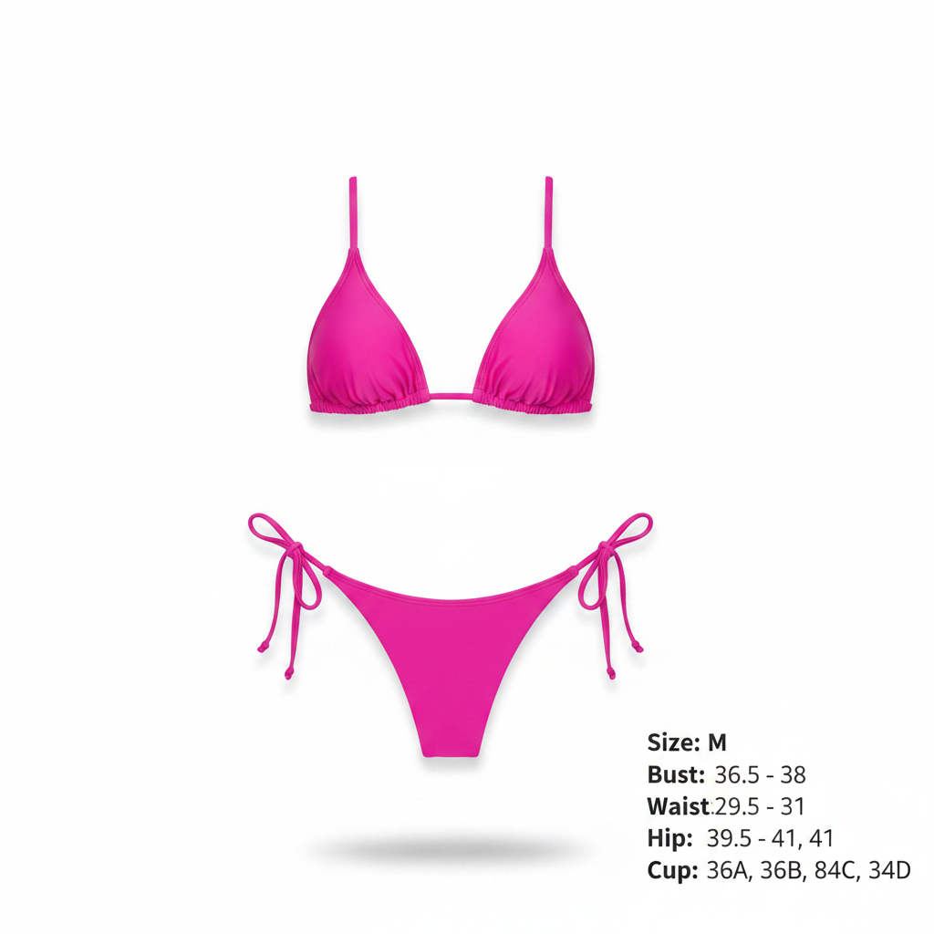 Women's ZAFUL Triangle String Two Piece Swimsuit Hot Pink Size M/6 - Open Package